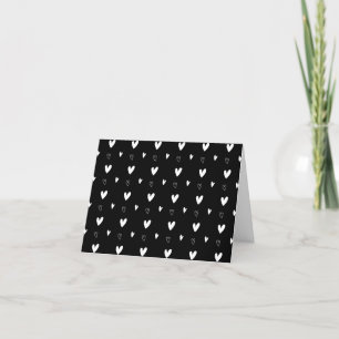 Cute Scandinavian Heart Pattern Black and White Letterpress Thank You Card