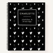 Cute Scandinavian Heart Pattern Black Personalized