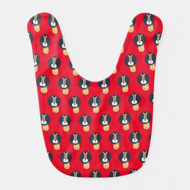 Cute Scandinavian Lion Kids Pattern  Baby Bib (Front)