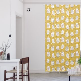 Cute Scandinavian Owls Flowers Saffron Yellow Kids