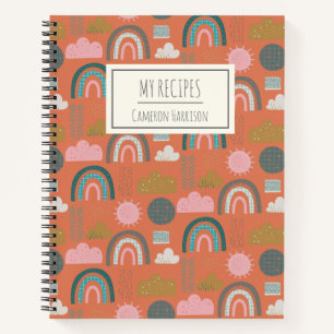 Cute Scandinavian Rainbows Personalized Kid Recipe Notebook