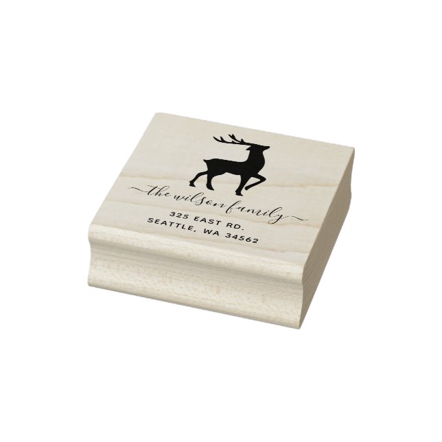 Cute Scandinavian Reindeer Nordic Return Address Rubber Stamp (Stamp)
