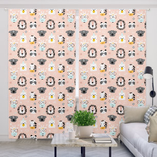 Cute Scandinavian Safari Animal Soft Peach Nursery Blackout Curtains