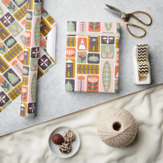 Cute Scandinavian Style Nature Wrapping Paper