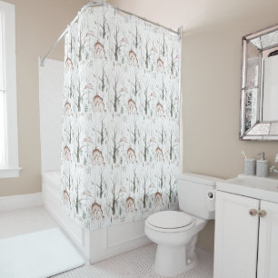 Cute Scandinavian Woodland Animal Friends Nursery Shower Curtain