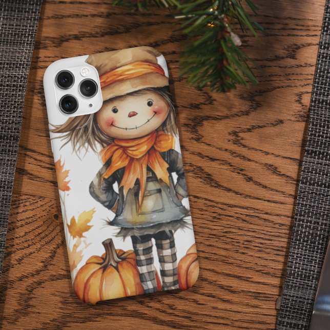 Cute Scarecrow Case-Mate iPhone Case (Cute autumn vibes scarecrow with pumpkins for the fall season and Thanksgiving. )