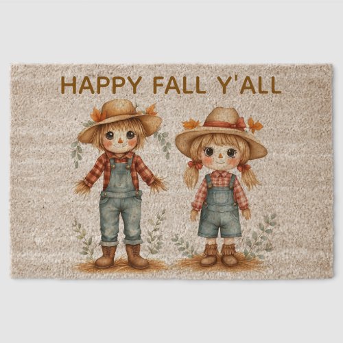 Cute Scarecrow Couple Coir Mat | Happy Fall Y'all