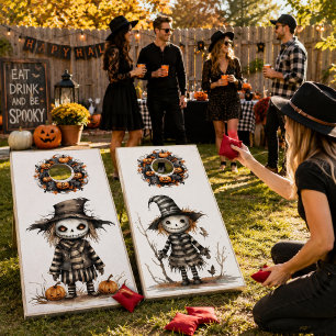 Cute Scarecrow Halloween Pumpkin Gothic Cornhole Set