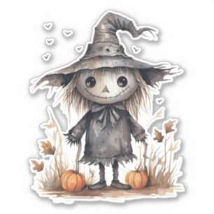 Cute scarecrow, Halloween Pumpkin, Sticker