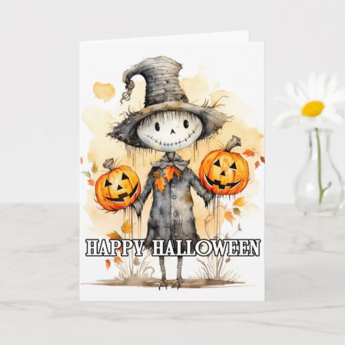 Cute Scarecrow Happy Halloween Card