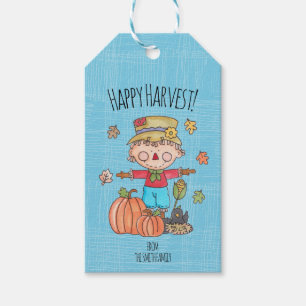 Cute Scarecrow Happy Harvest Gift Tags