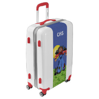 Cute Scarecrow Under Moon Crows Black Cat Luggage