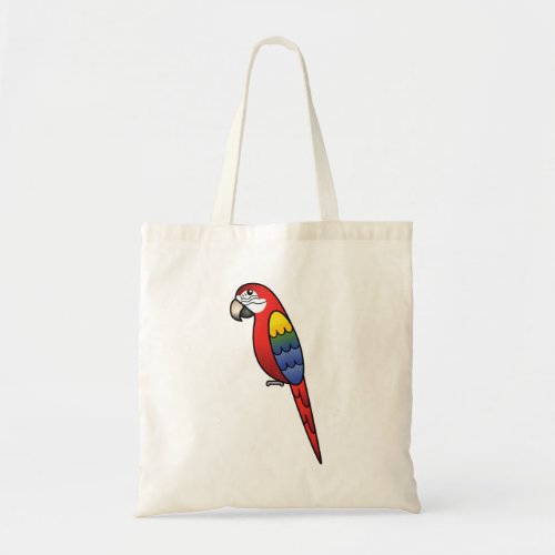 Cute Scarlet Cartoon Macaw Parrot Bird Tote Bag