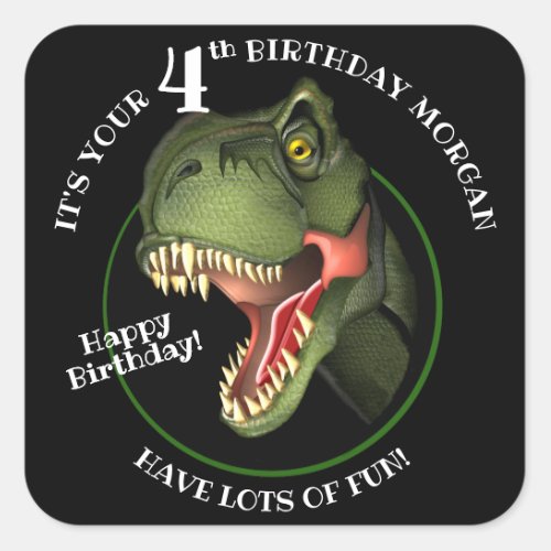 Cute Scary Dinosaur Square Sticker