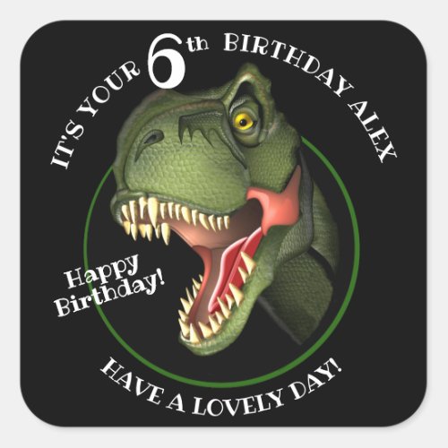 Cute Scary Dinosaur Square Sticker