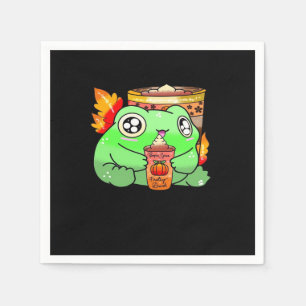 Cute Scary Frog Pumpkin Spice Latte Season Napkins