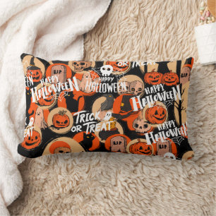 Cute & Scary Halloween Spooky vibes Lumbar Pillow