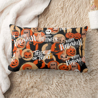 Cute & Scary Halloween Spooky vibes Lumbar Pillow