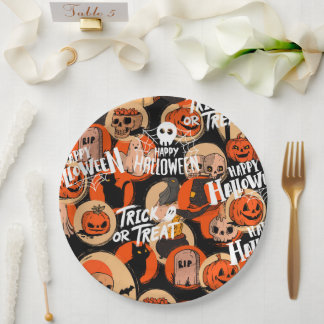 Cute & Scary Halloween Spooky vibes Paper Plates