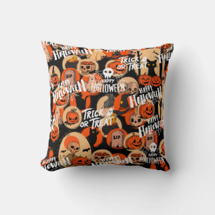  Cute & Scary Halloween Spooky vibes  Throw Pillow