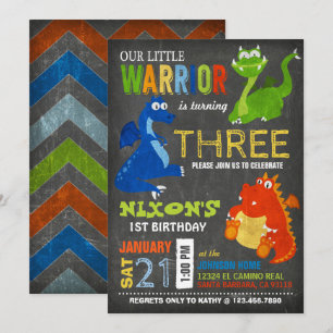 Cute Scary Little Dragons Birthday Invitation