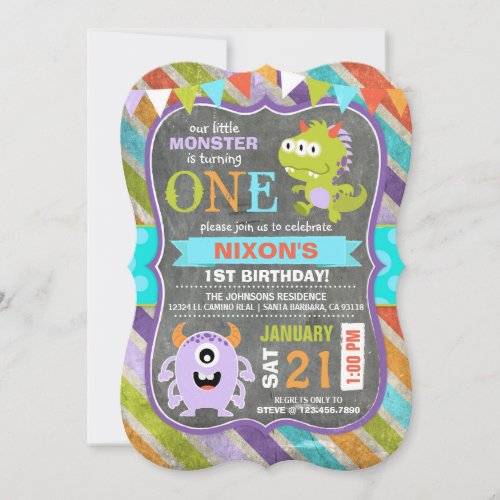 Cute Scary Little Monsters Birthday Invitation