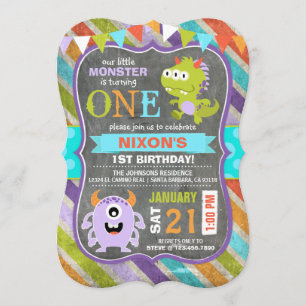 Cute Scary Little Monsters Birthday Invitation