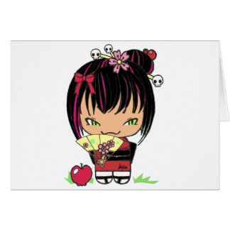 Cute Scary Miao - gothic kokeshi doll Cards