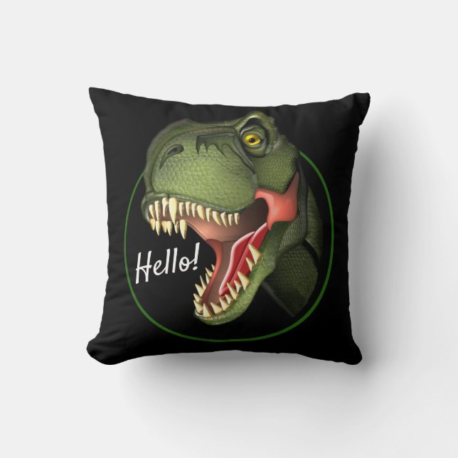 Cute Scary T-Rex Dinosaur Throw Pillow (Front)