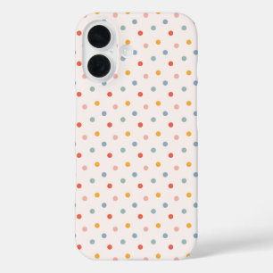 Cute Scattered Mini Polka Dots Muted Terrazzo Spec iPhone 16 Case