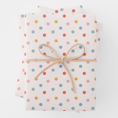 Cute Scattered Mini Polka Dots Muted Terrazzo Spec Wrapping Paper Sheets