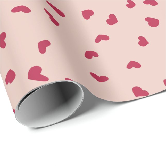 Cute Scattered Red Heart Doodles Wrapping Paper (Roll Corner)