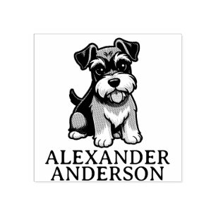 Cute Schnauzer Cartoon Personalize Rubber Stamp