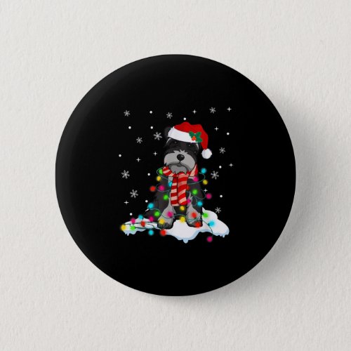 Cute Schnauzer Christmas Lights With Santa Hat Button