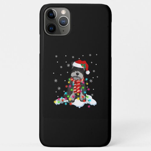 Cute Schnauzer Christmas Lights With Santa Hat iPhone 11 Pro Max Case