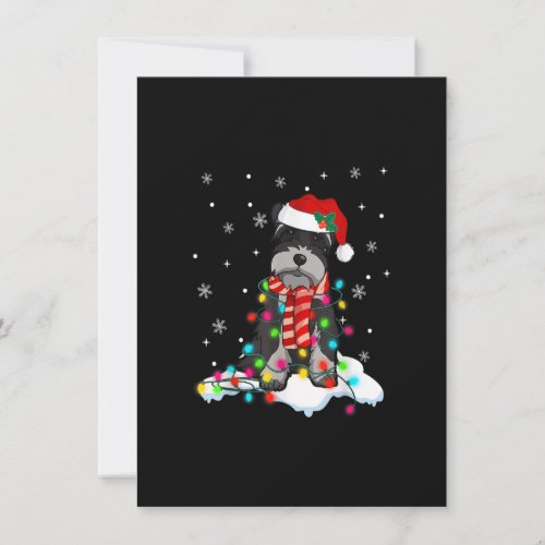 Cute Schnauzer Christmas Lights With Santa Hat Dog Invitation