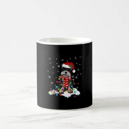 cute schnauzer christmas lights with santa hat gif coffee mug