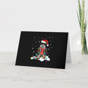 cute schnauzer christmas lights with santa hat gif letterpress thank you card