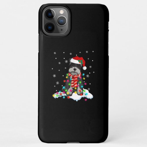 Cute Schnauzer Christmas Lights With Santa Hat iPhone 11Pro Max Case
