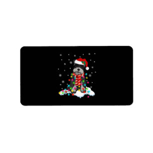 Cute Schnauzer Christmas Lights With Santa Hat Label