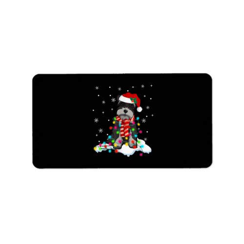 Cute Schnauzer Christmas Lights With Santa Hat Label