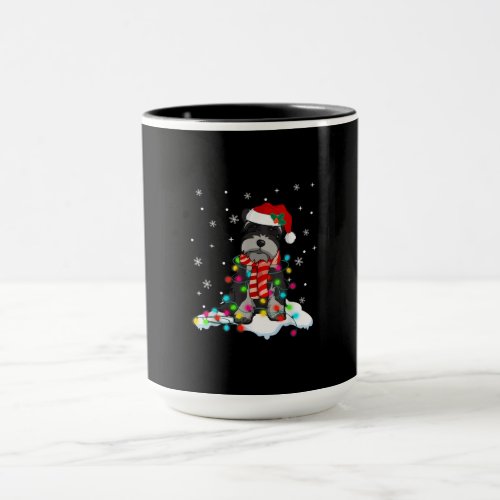 Cute Schnauzer Christmas Lights With Santa Hat Mug