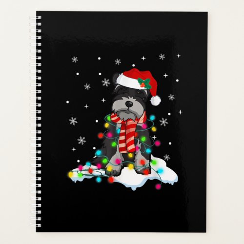 Cute Schnauzer Christmas Lights With Santa Hat Planner