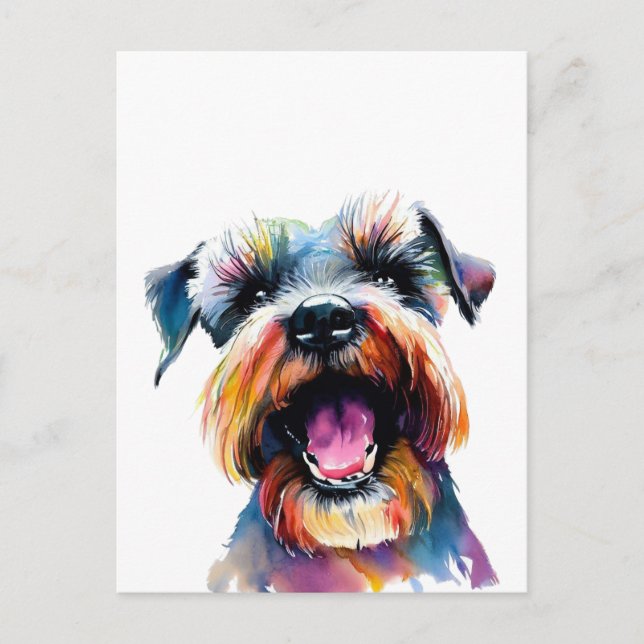 Cute Schnauzer - Colorful Dog Design Postcard (Front)