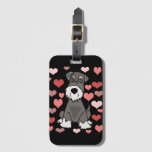 Cute Schnauzer Dog And Hearts Pattern Art Luggage Tag at Zazzle