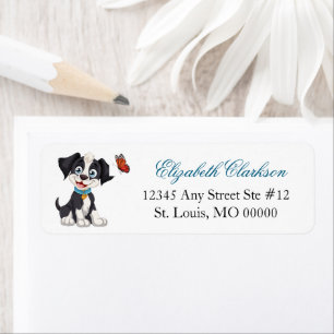 Cute Schnauzer Dog Butterfly Wonder Label