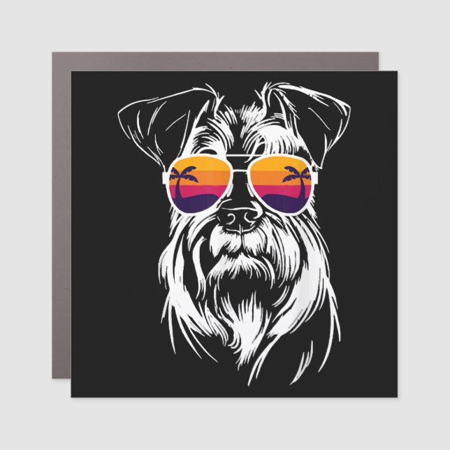 Cute schnauzer dog car magnet (Front)