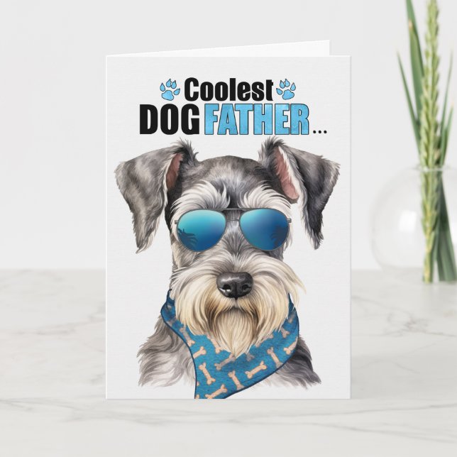 Cute Schnauzer Dog Coolest Dad Father's Day Holiday Card (Front)