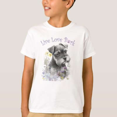 Cute Schnauzer Dog Floral T-Shirt