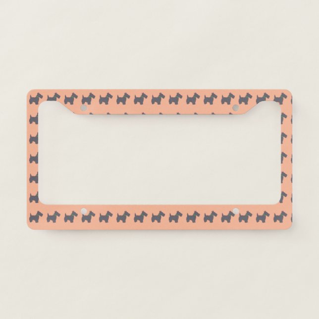 Cute Schnauzer dog pet License Plate Frame (Front)